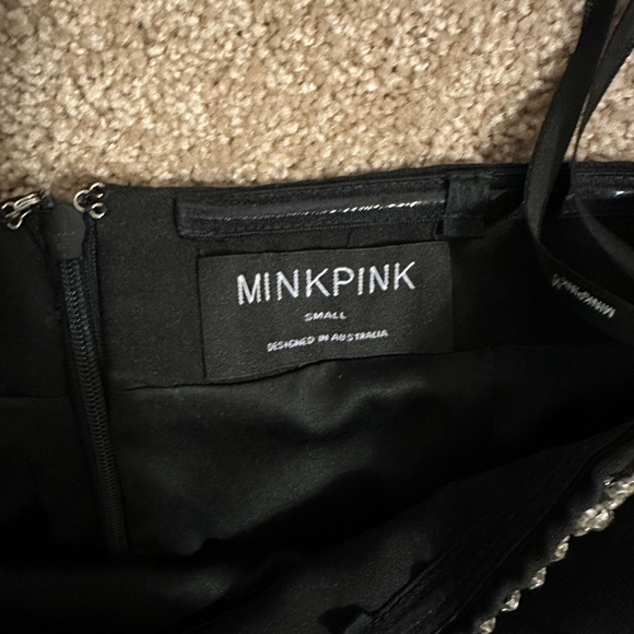 MINKPINK Black Mini Dress with Beaded Neckline - Picture 3 of 3